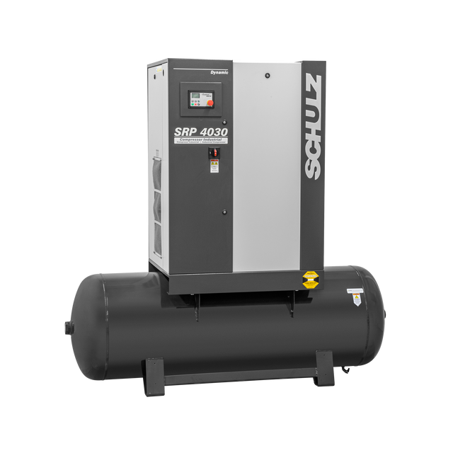 Schulz SRP 4030 dynamic rotary screw air compressor with industrial enclosure