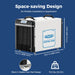 AlorAir Sentinel HDi90 dimension diagram showing 23.2 x 15.2 x 17.7 inch housing and 70.5 lb weight