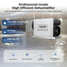 AlorAir Sentinel WHD100/WHD120 Whole House Dehumidifier suspended in a flooded crawl space, showing 104-pint capacity, 3000 sq. ft. coverage and features