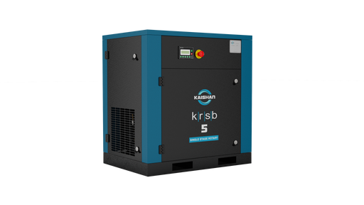 Side view of the Kaishan KRSB-5 single stage rotary screw air compressor showing its compact industrial design