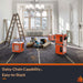 Three orange HEPA 600 UVIG air scrubbers stacked and daisy-chained in a renovation room, showing multi-unit setup for large job sites