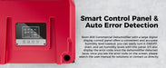 AlorAir Storm 80X smart control panel with digital display and auto error detection showing job hours and life hours
