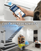 AlorAir app remote control screen on a smartphone next to the Storm SLGR 850X dehumidifier operating in a basement