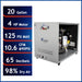 Specifications graphic for 20 gallon 4 HP ultra quiet oil-free air compressor with sound proof cabinet by California Air Tools