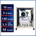 Front view of ultra quiet oil-free air compressor with 10 gallon tank 2 HP motor and sound proof cabinet specifications