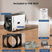 What's included with the AlorAir WHD100/120/150/200 whole house dehumidifier: owner's manual, MERV-10 filter, duct collars, drain hose, and remote controller