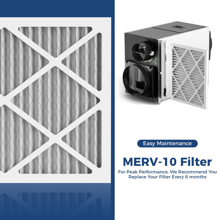 AlorAir WHD100 dehumidifier dual duct ports with removable MERV-10 filter access panel