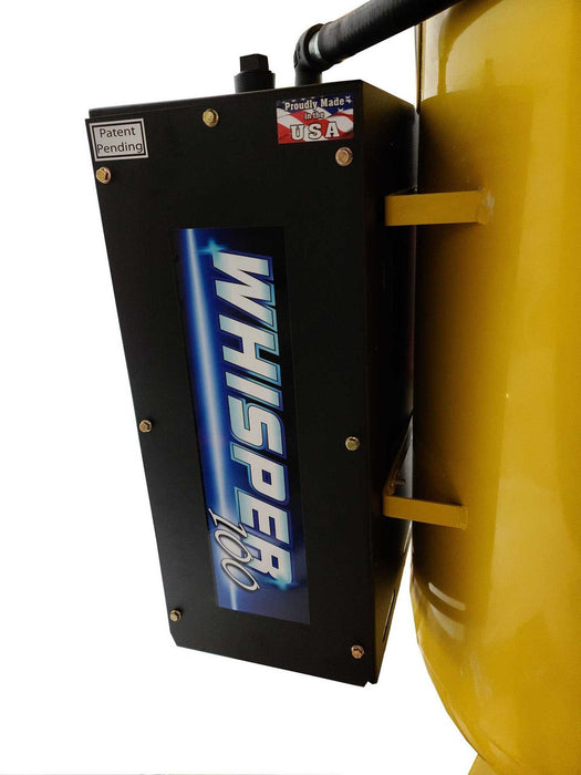 Whisper-100 noise rating graphic for the EMAX E450-S 10 HP Silent Air piston compressor