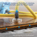 Close-up of an AlorAir X-Force air nozzle and floor mat pulling standing water up through hardwood floor crevices for flood repair