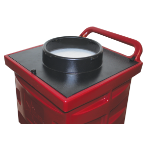 Top view of the Novatek Novair 1000 Air Scrubber with a pre-installed circular HEPA filter, indicating the air intake for purification.